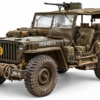 WWII Military Jeep Willys with Mounted Machine Gun 3D model